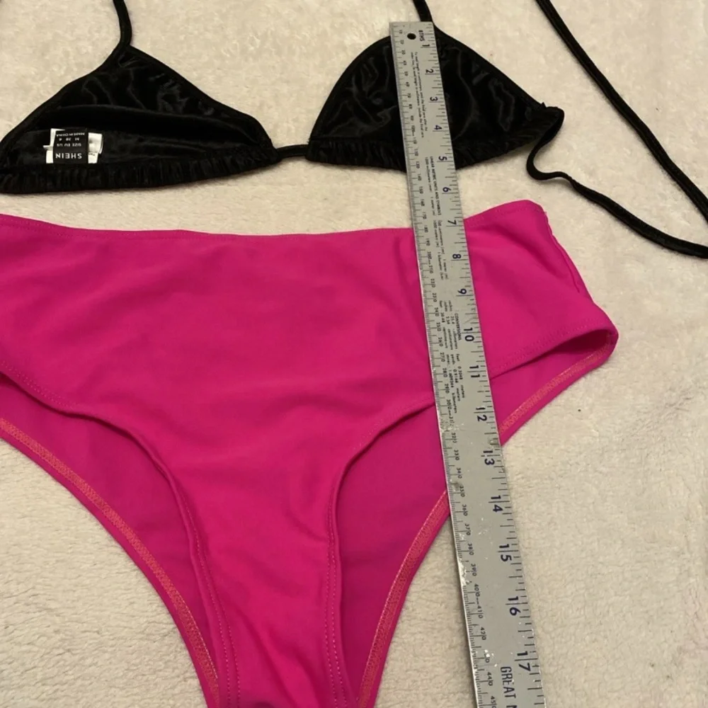 SHEIN Black and Hot Pink Bikini Set